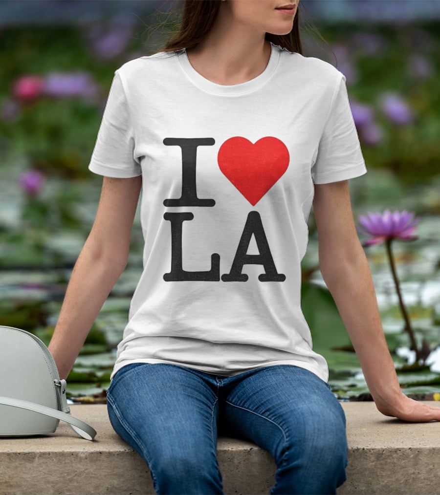 Los Angeles Dodgers Fan I Love LA Heart Classic Iconic Text T-Shirt