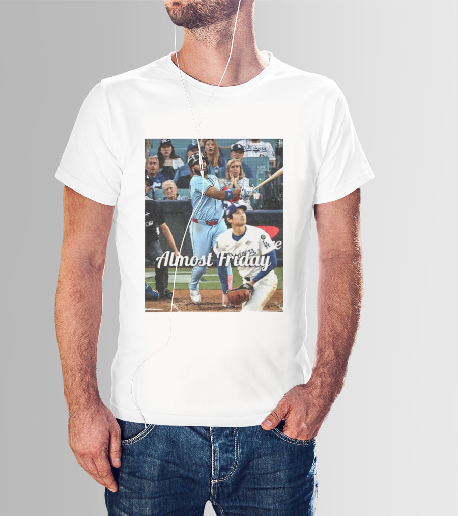 Vladimir Guerrero Jr. Toronto Blue Jays Almost Friday MLB Baseball Action T-Shirt