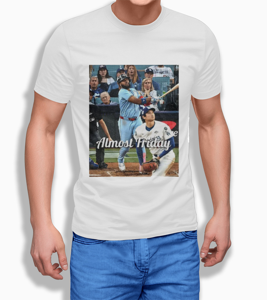 Vladimir Guerrero Jr. Toronto Blue Jays Almost Friday MLB Baseball Action T-Shirt