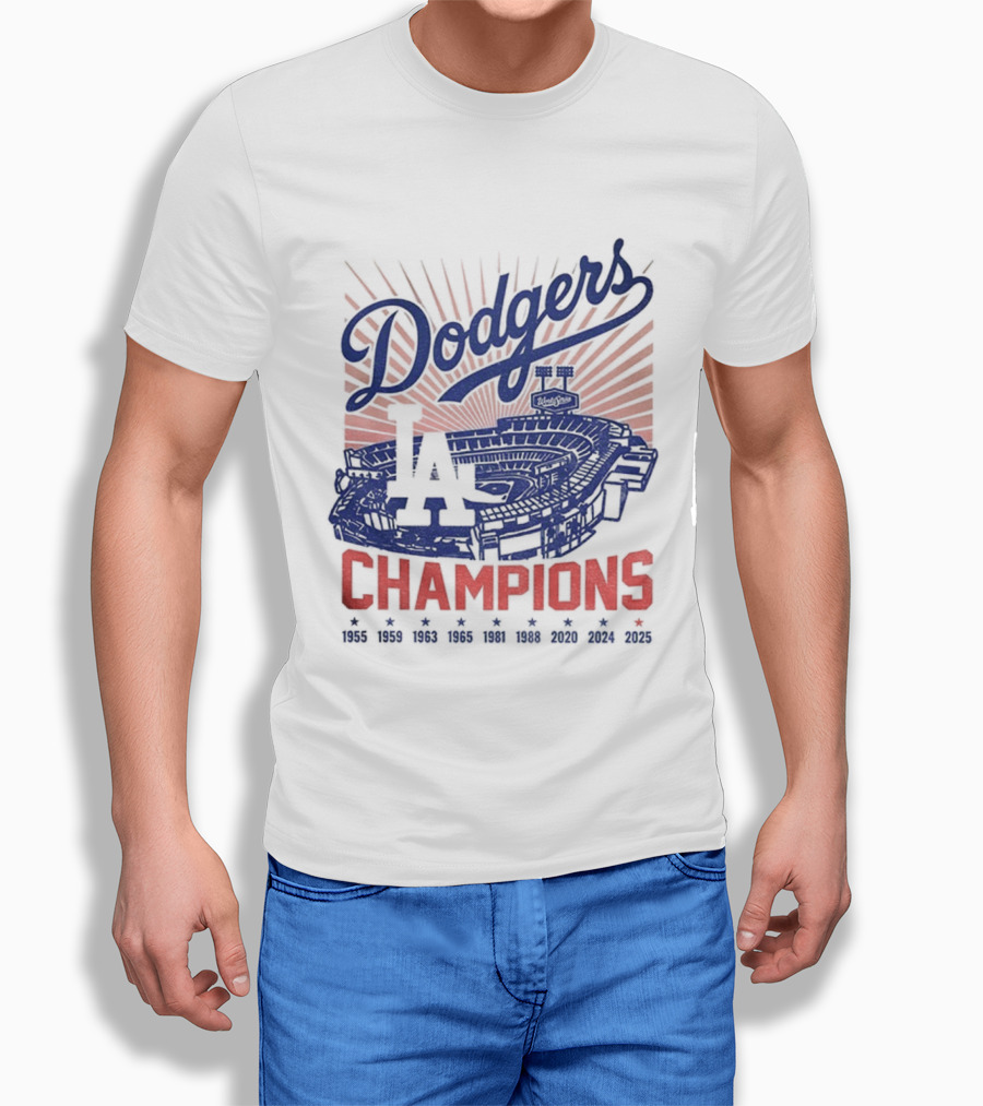 Stadium 2025 Los Angeles Dodgers Baseball Champions 1955 2025 T-Shirt