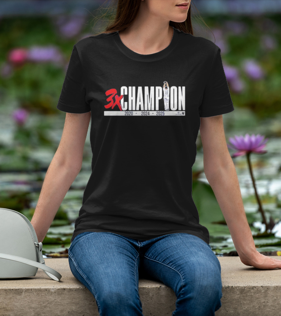 3x Champion 2020 2024 2025 Los Angeles Clayton Kershaw 22 T-Shirt
