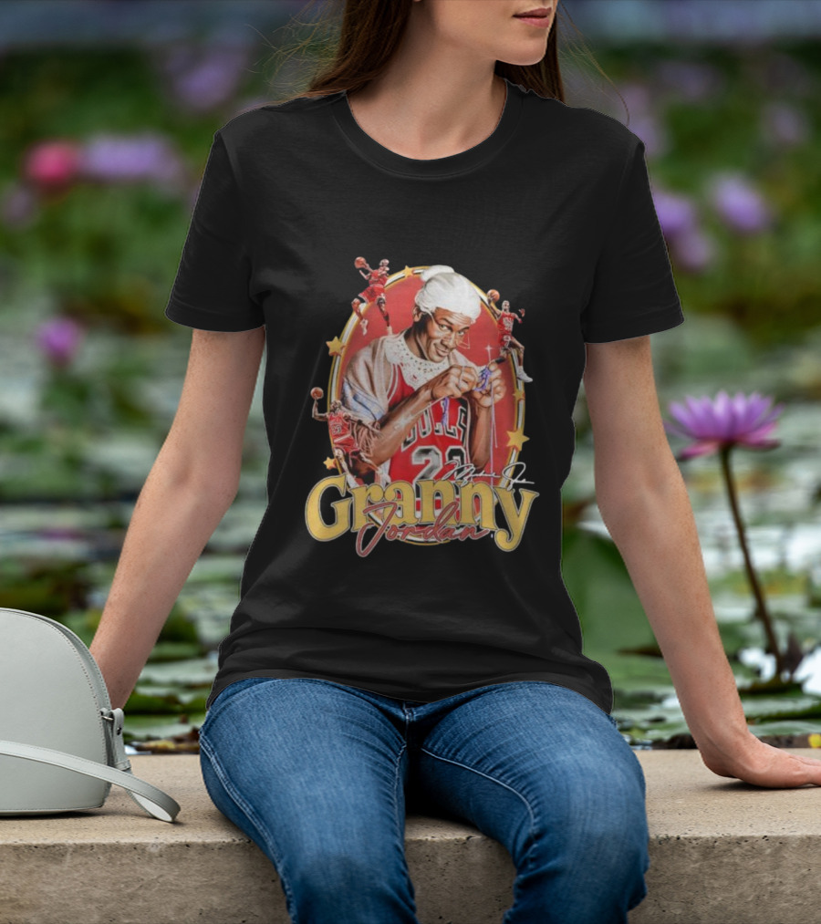 Granny Jordan Bulls 23 Basketball Stars Signature T-Shirt