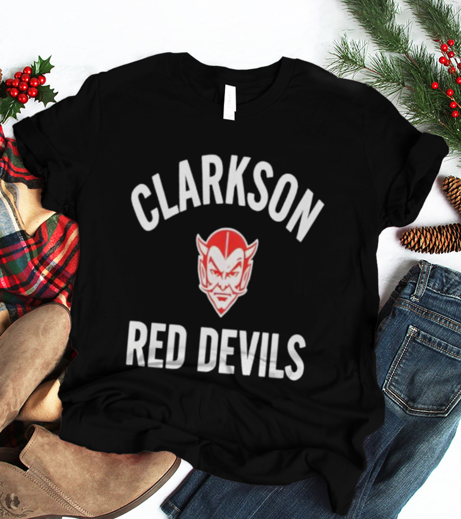CLARKSON RED DEVILS Vintage Sports Team Emblem T-Shirt