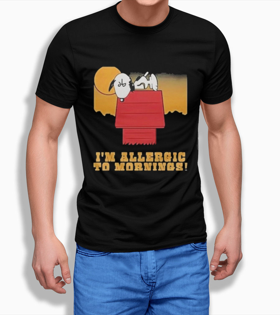 I'm Allergic To Mornings Snoopy Peanuts Cartoon Dying For Sex Molly Kochan T-Shirt