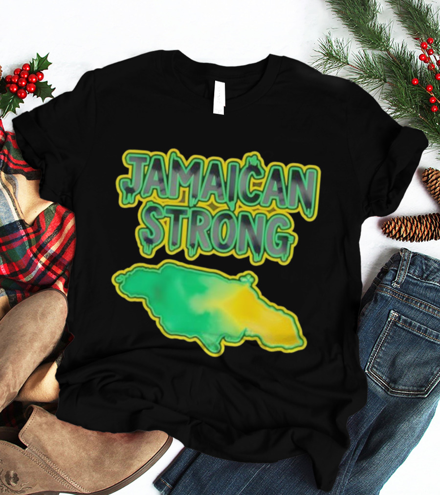 Jamaican Strong Watercolor Country Map T-Shirt