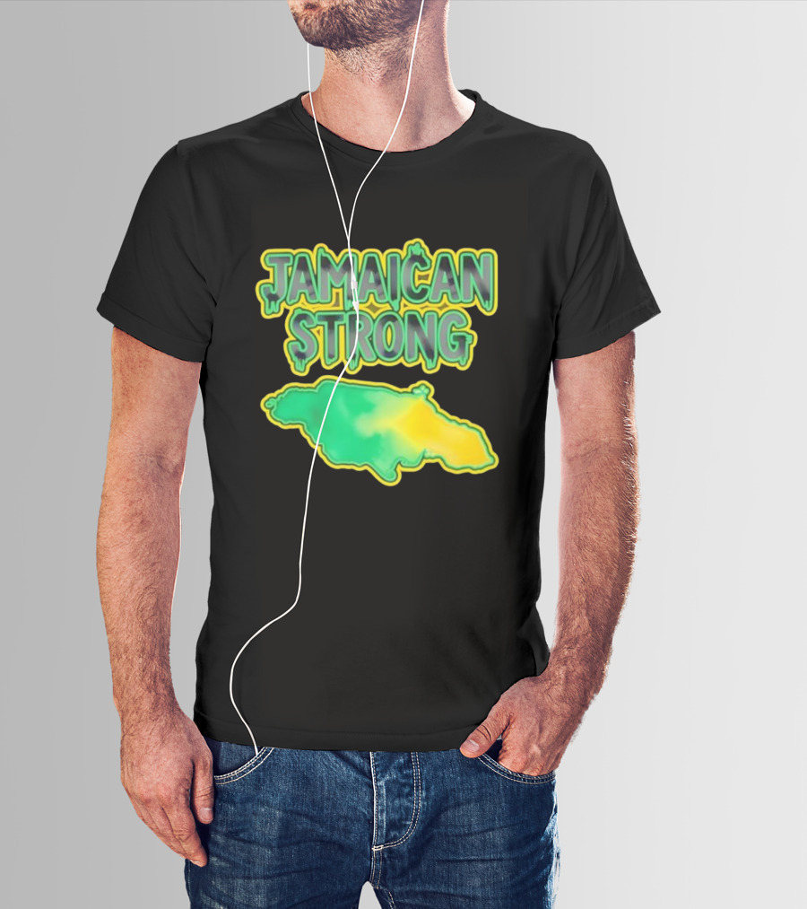 Jamaican Strong Watercolor Country Map T-Shirt