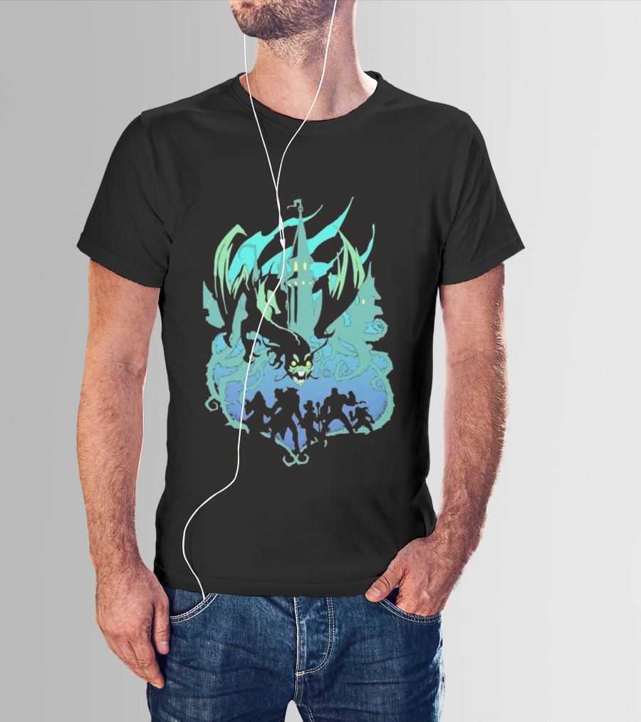 Legends Of Avantris Witchlight Jabberwock Fantasy Tower And Dragon Scene T-Shirt