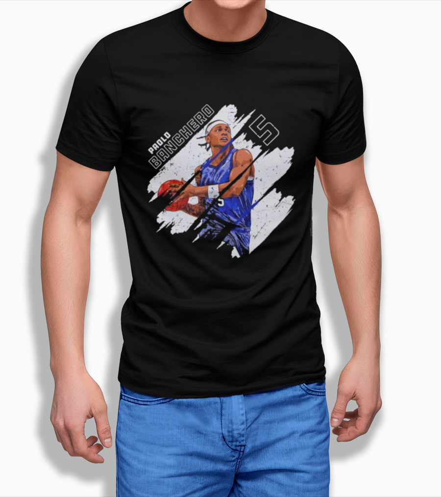 Orlando Magic Paolo Banchero Number 5 Signature Basketball Player Image T-Shirt