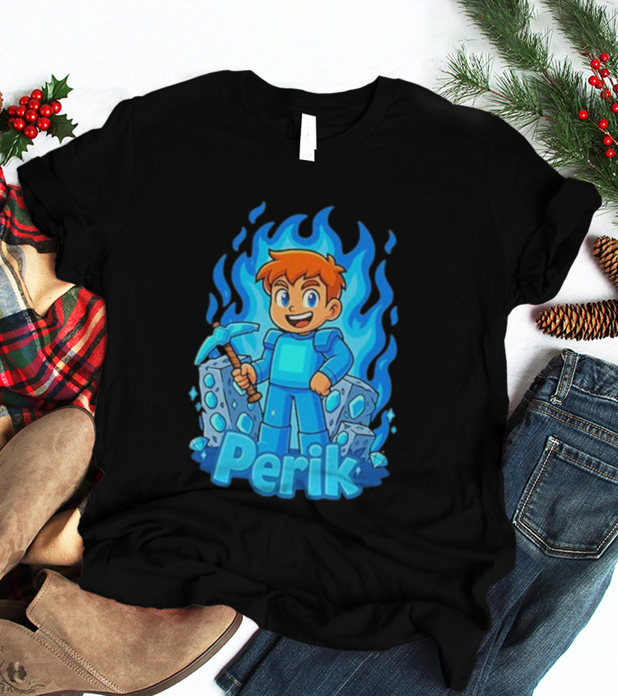Perik Diamant Blue Flame Miner Character T-Shirt