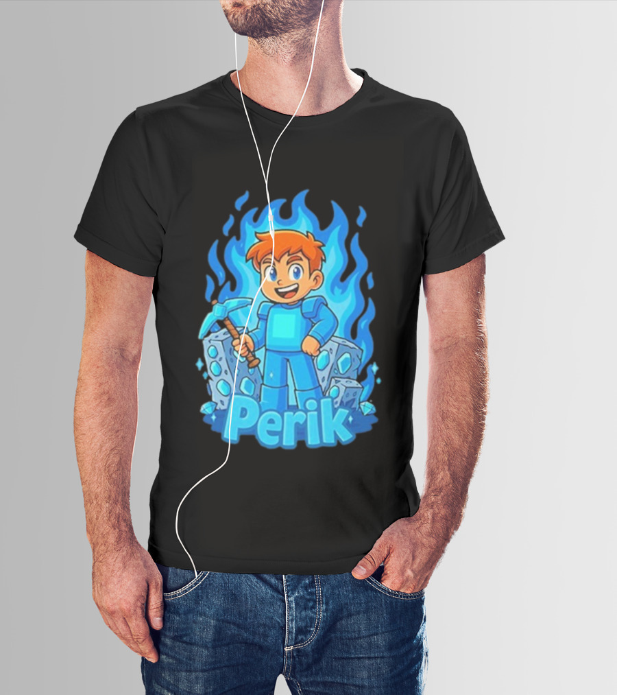 Perik Diamant Blue Flame Miner Character T-Shirt