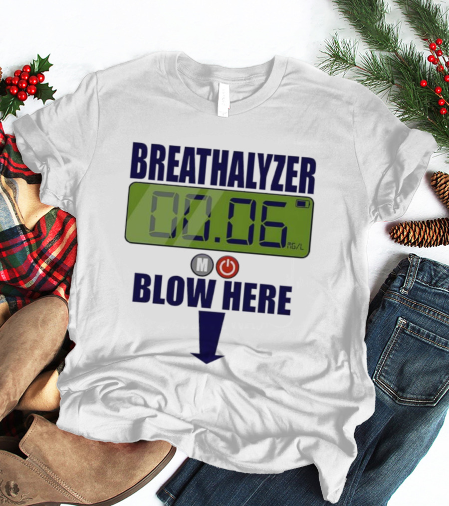 Breathalyzer 00.06 Mg/L Blow Here Power Button Graphic T-Shirt