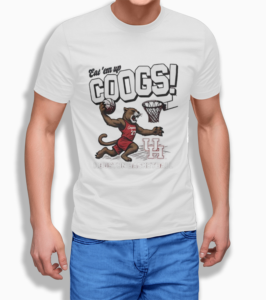 Eat 'Em Up Coogs Slam Dunk Houston Cougars Basketball Mascot T-Shirt