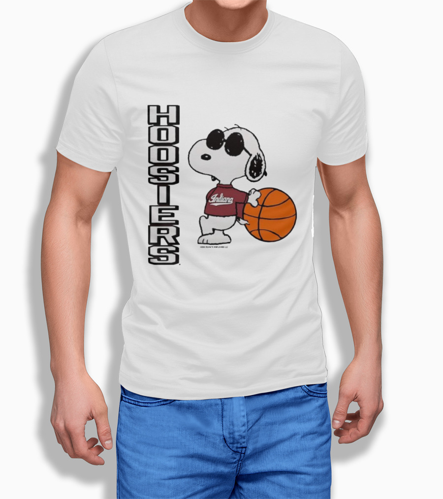 Indiana Hoosiers Peanuts Joe Cool Snoopy Basketball Fan Apparel T-Shirt
