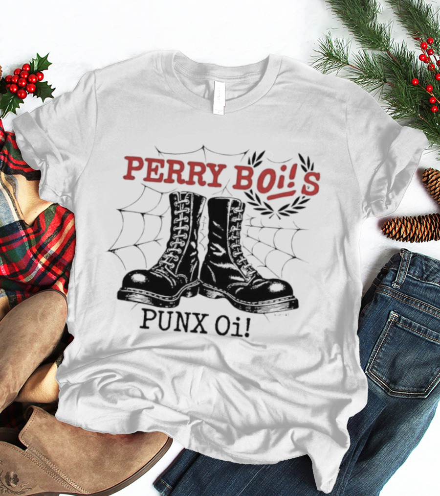 Perrybois Combat Boots Spiderweb Oi Band Graphic T-Shirt