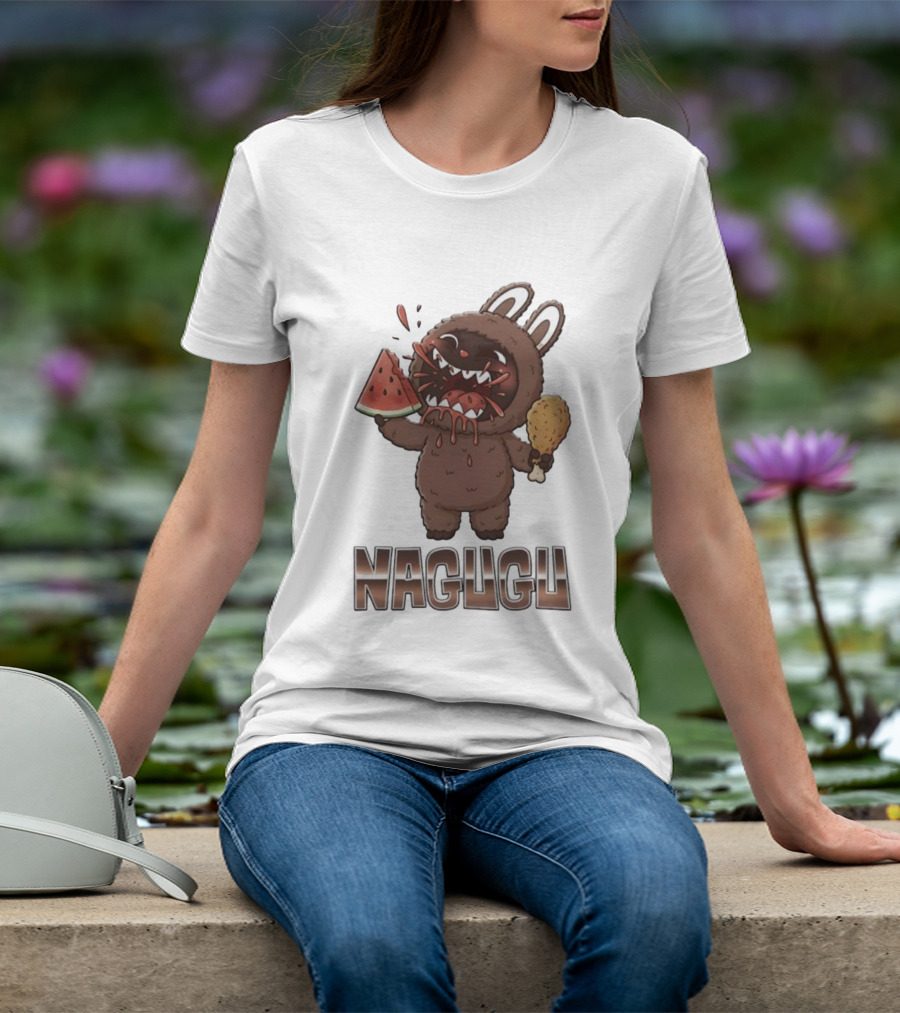 Monsters Nagugu Eating Watermelon And Fried Chicken Labubu T-Shirt