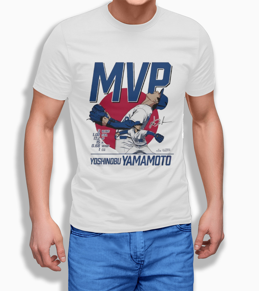 MVP Yoshinobu Yamamoto Three Wins Pitcher ERA Los Angeles Dodgers T-Shirt