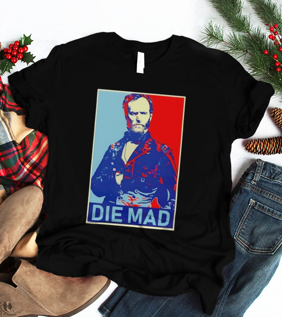 Die Mad Sherman Essential Bold Political Art Red Blue Portrait T-Shirt