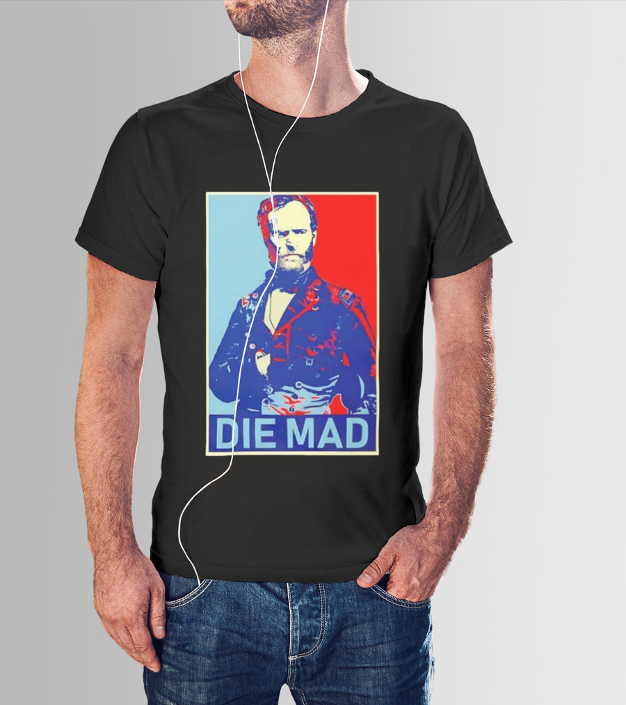 Die Mad Sherman Essential Bold Political Art Red Blue Portrait T-Shirt