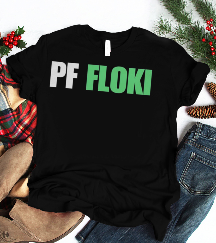 PF Floki Green And White Bold Text T-Shirt