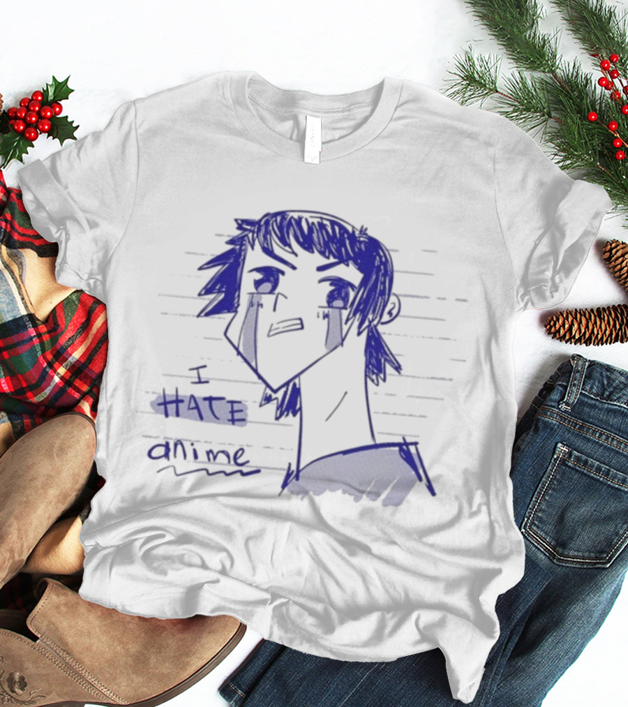 I Hate Anime Blue Sketch Jess Rojo T-Shirt
