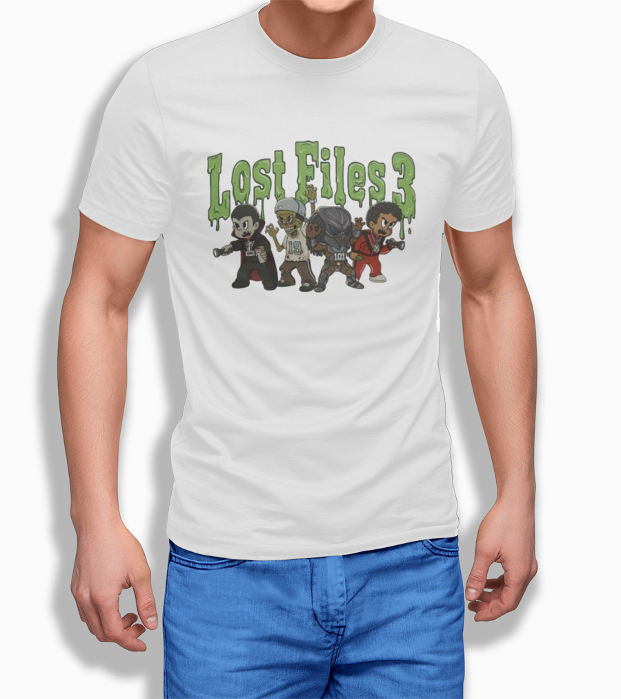 Lost Files 3 Characters With Vampire Zombie Alien Costumes T-Shirt