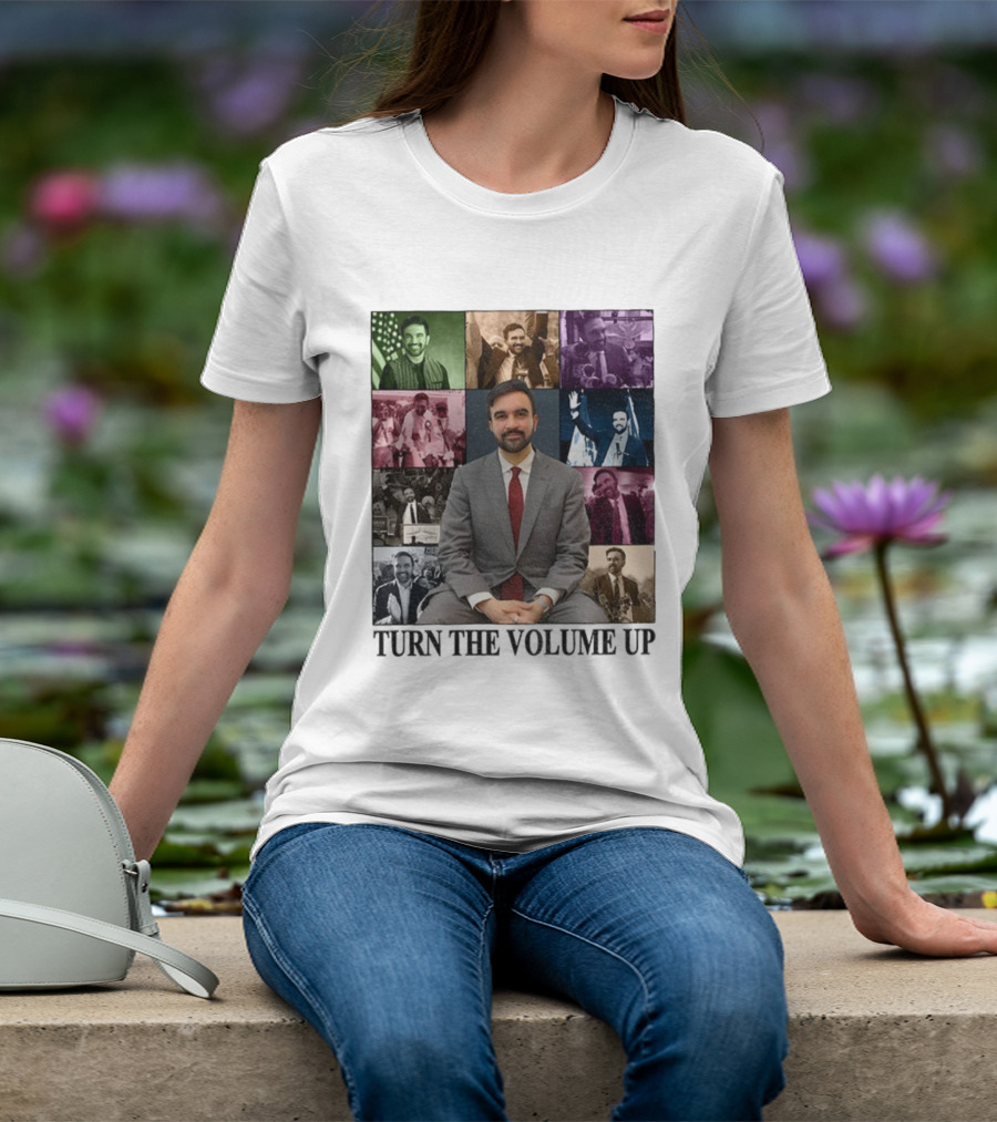 Zohran Mamdani Turn The Volume Up NYC 2026 The Eras Tour Vintage Portrait Collection T-Shirt