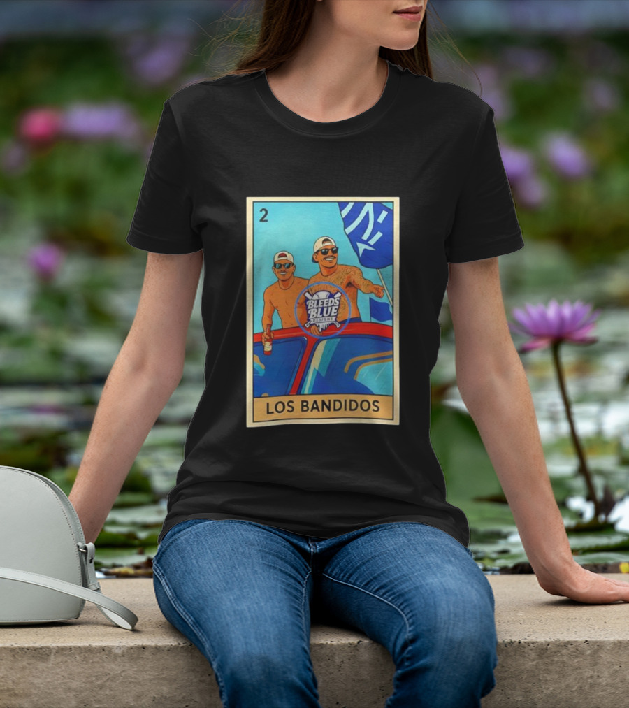 Dodgers Los Bandidos Loteria Card Bleeds Blue Designs T-Shirt
