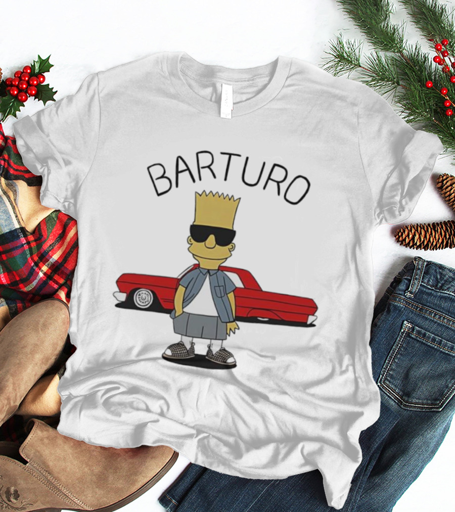 BARTURO Bart Simpson Red Car Iconic Character Parody T-Shirt