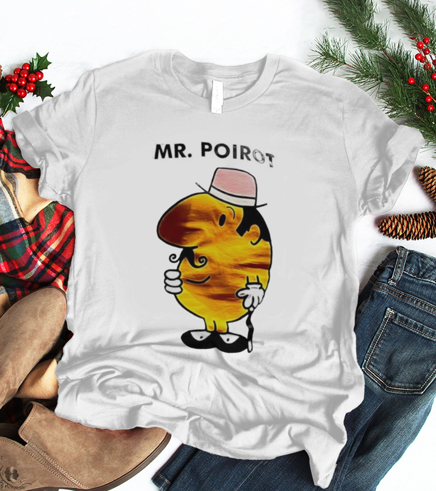 Hercule Poirot Cartoon Character With Pink Bowler Hat T-Shirt