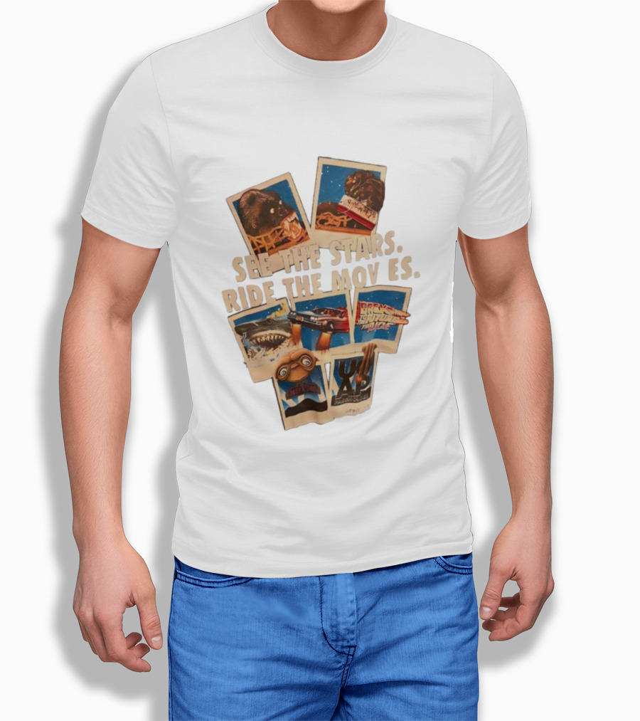 See The Stars Ride The Movies King Kong Jaws E.T. Back To The Future Raiders Of The Lost Ark T-Shirt
