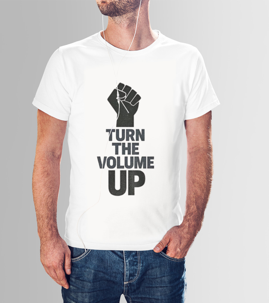 Turn The Volume Up Zohran Mamdani Four Words Baby Raised Fist Symbol T-Shirt