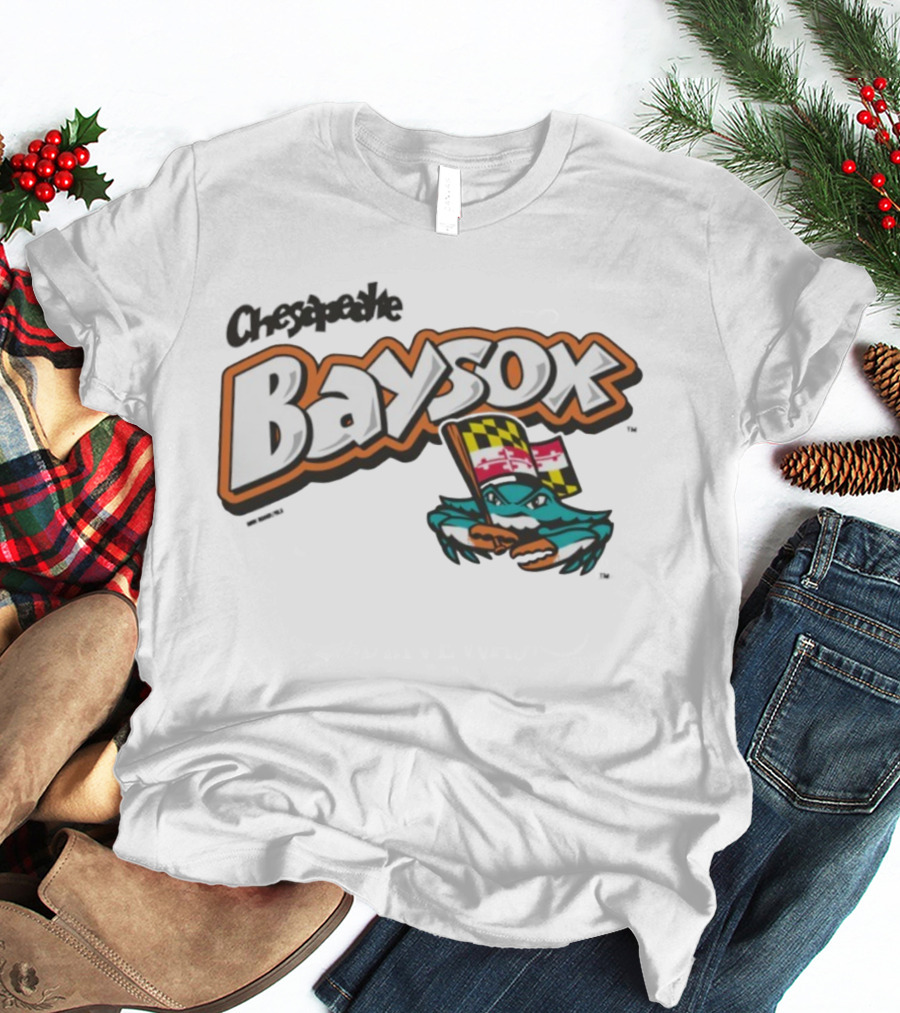 Chesapeake Baysox Toddler Barksdale Carolina Team Logo With Maryland Flag Crustacean T-Shirt