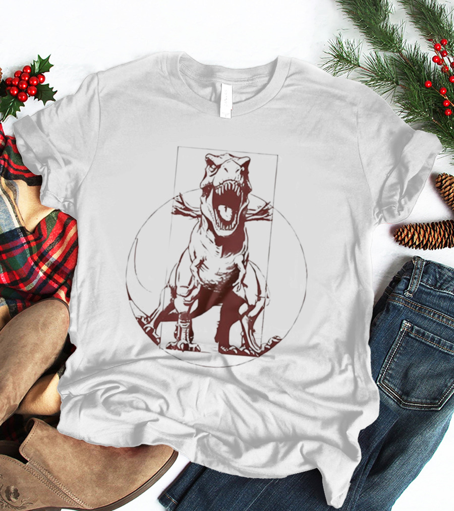 Vitruvian Rex Vintage Leonardo Da Vinci Sketch Parody T-Shirt