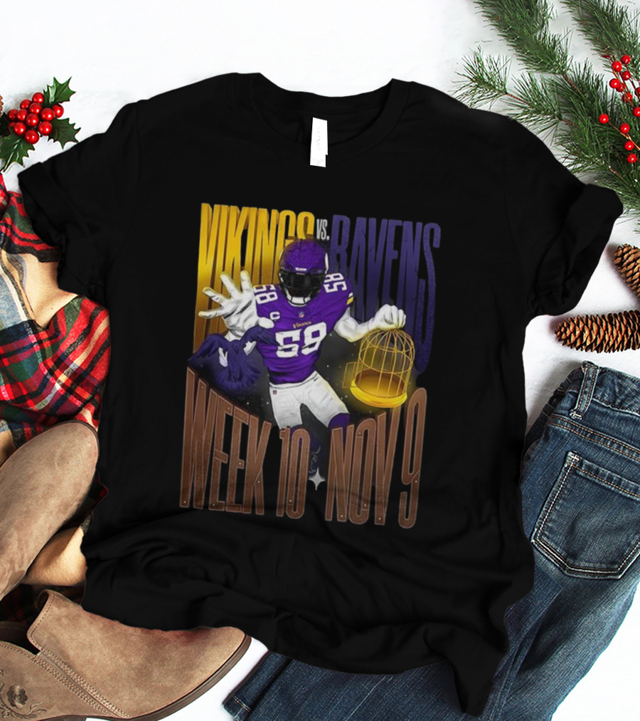 Vikings Vs Ravens Week 10 Nov 9 Football Matchup 58 T-Shirt