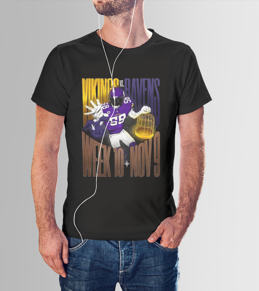 Vikings Vs Ravens Week 10 Nov 9 Football Matchup 58 T-Shirt