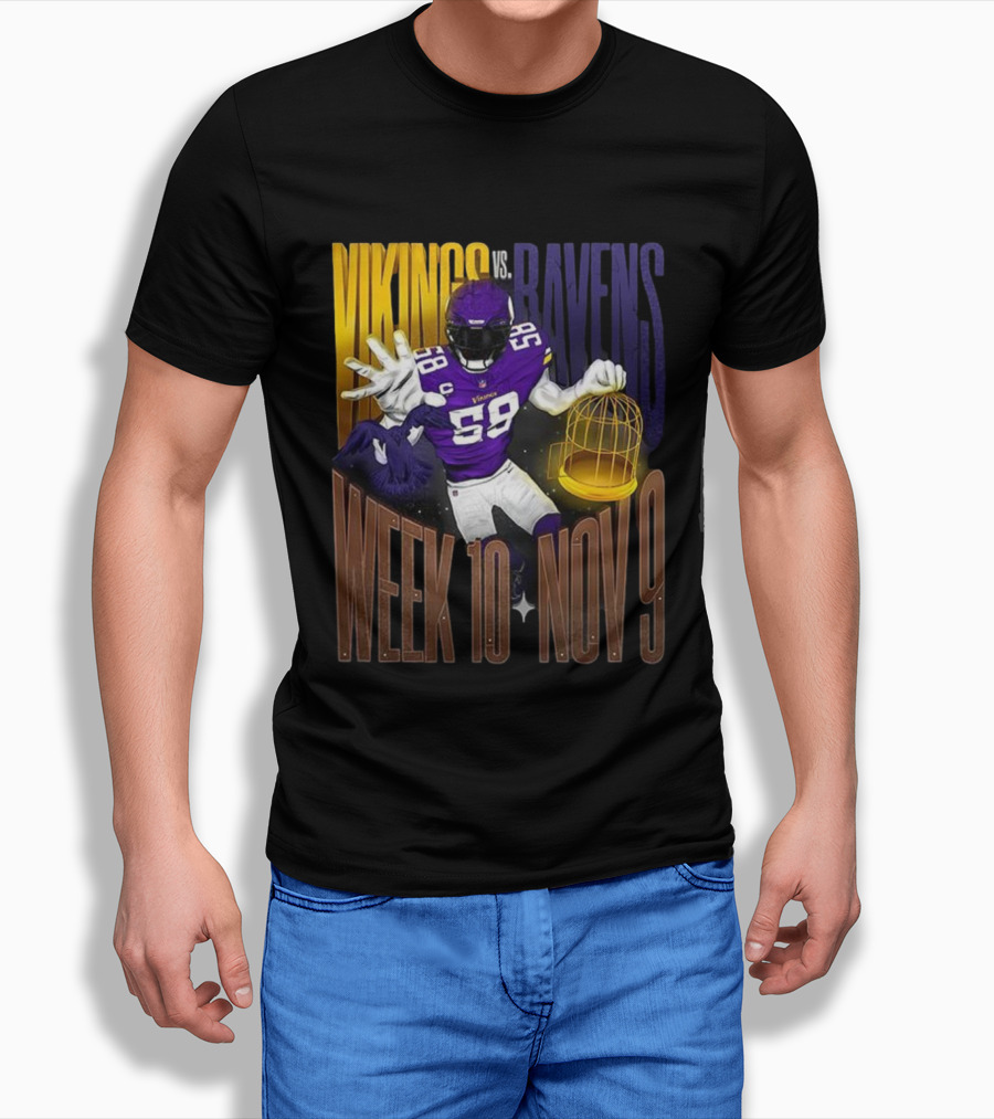 Vikings Vs Ravens Week 10 Nov 9 Football Matchup 58 T-Shirt