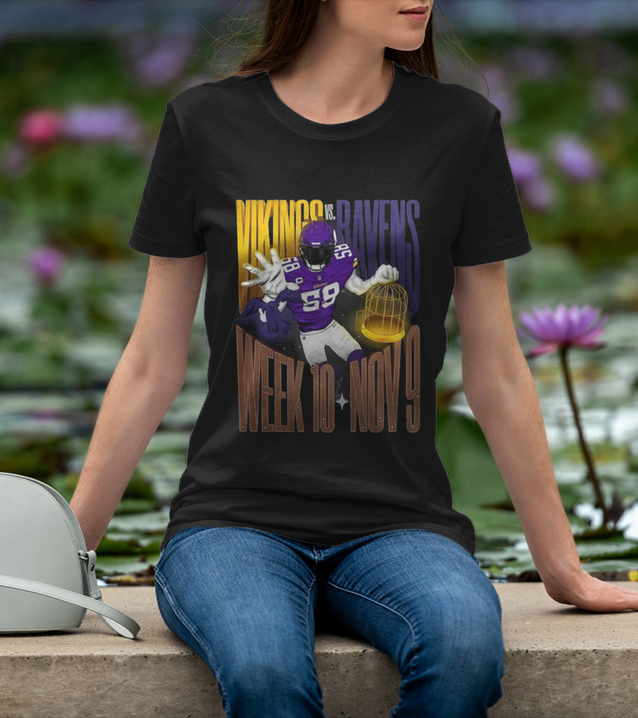 Vikings Vs Ravens Week 10 Nov 9 Football Matchup 58 T-Shirt