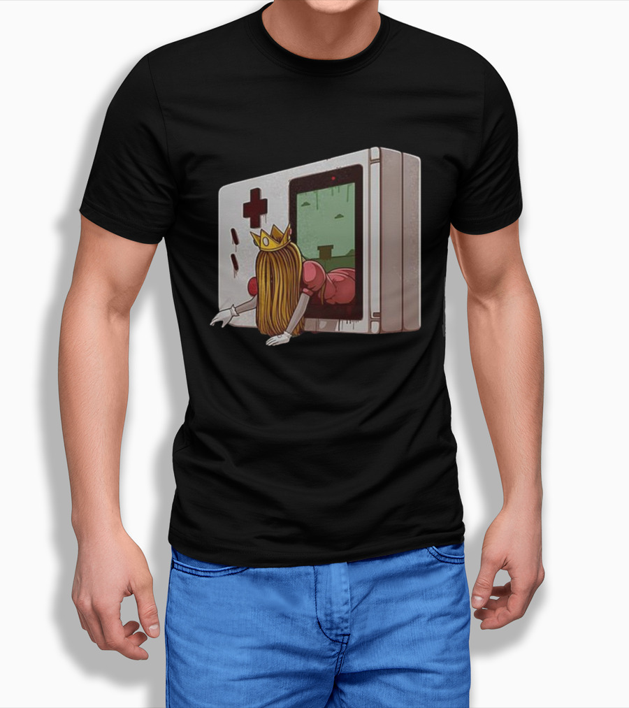 Princess Peach Exiting Classic Handheld Console Adventure T-Shirt