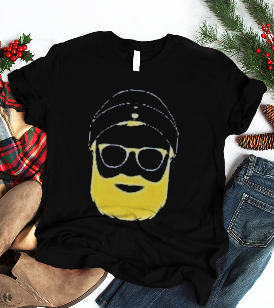 Letterman Beard Glasses Beanie Icon Sketch T-Shirt