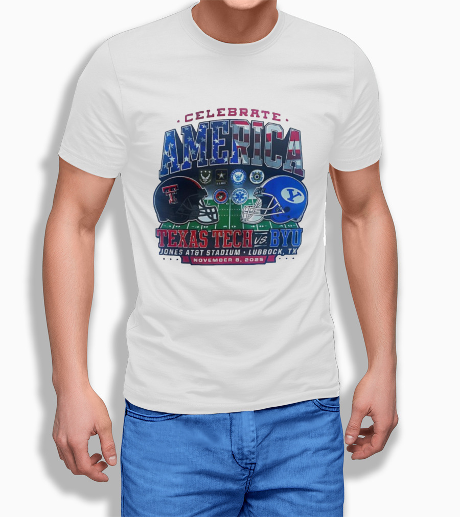 Celebrate America Texas Tech Vs BYU Jones AT&T Stadium Lubbock November 8 2025 T-Shirt