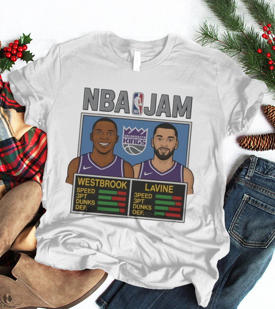 NBA Jam Westbrook LaVine Sacramento Kings Speed 3PT Dunks DEF T-Shirt