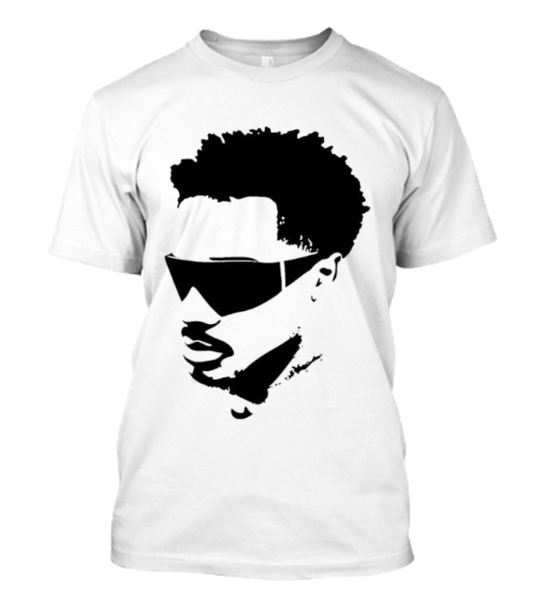 Plaqueboymax Face Outline With Sunglasses And Abstract Hair Sketch T-Shirt