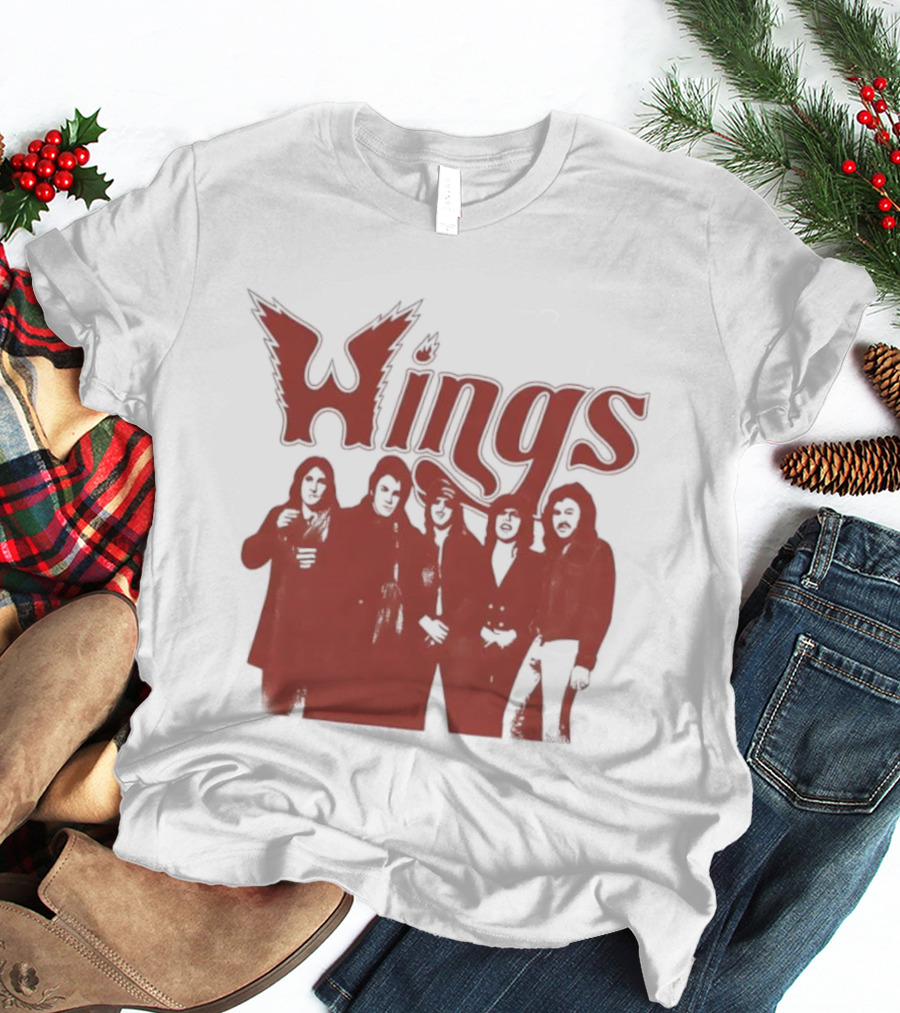 Wings Band Silhouette With Winged Font T-Shirt