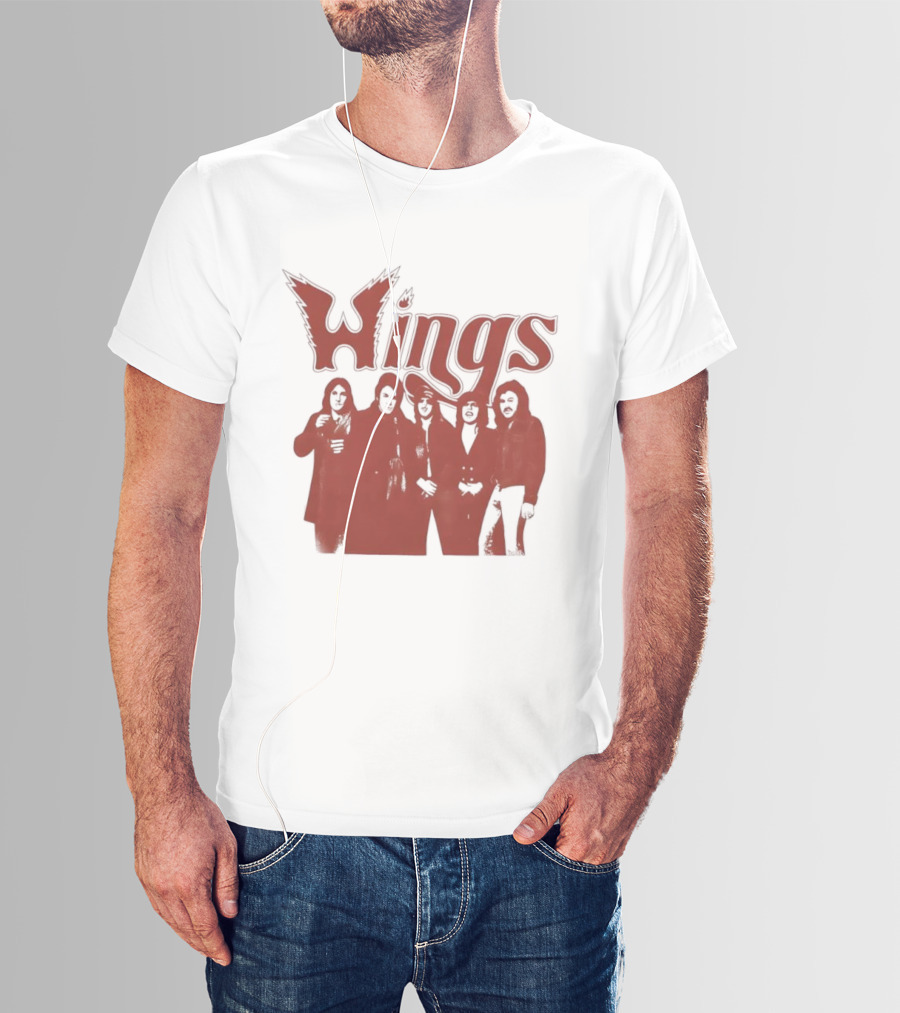 Wings Band Silhouette With Winged Font T-Shirt