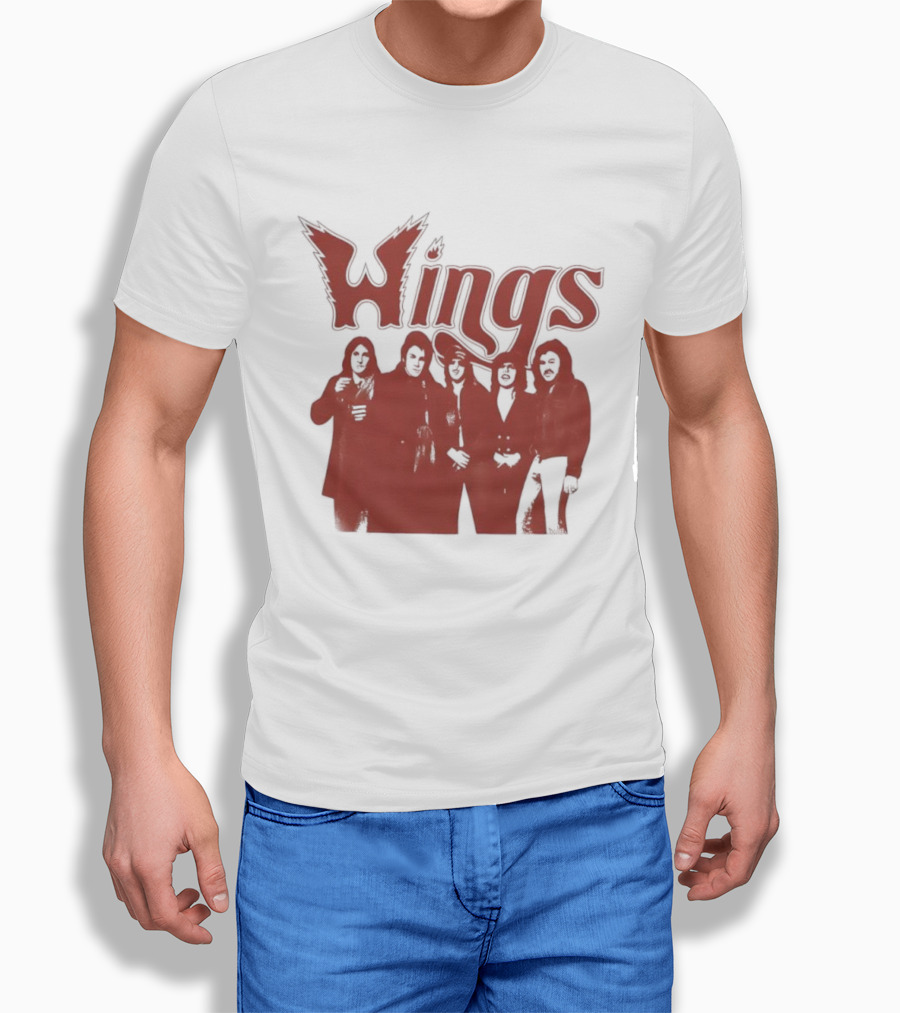 Wings Band Silhouette With Winged Font T-Shirt