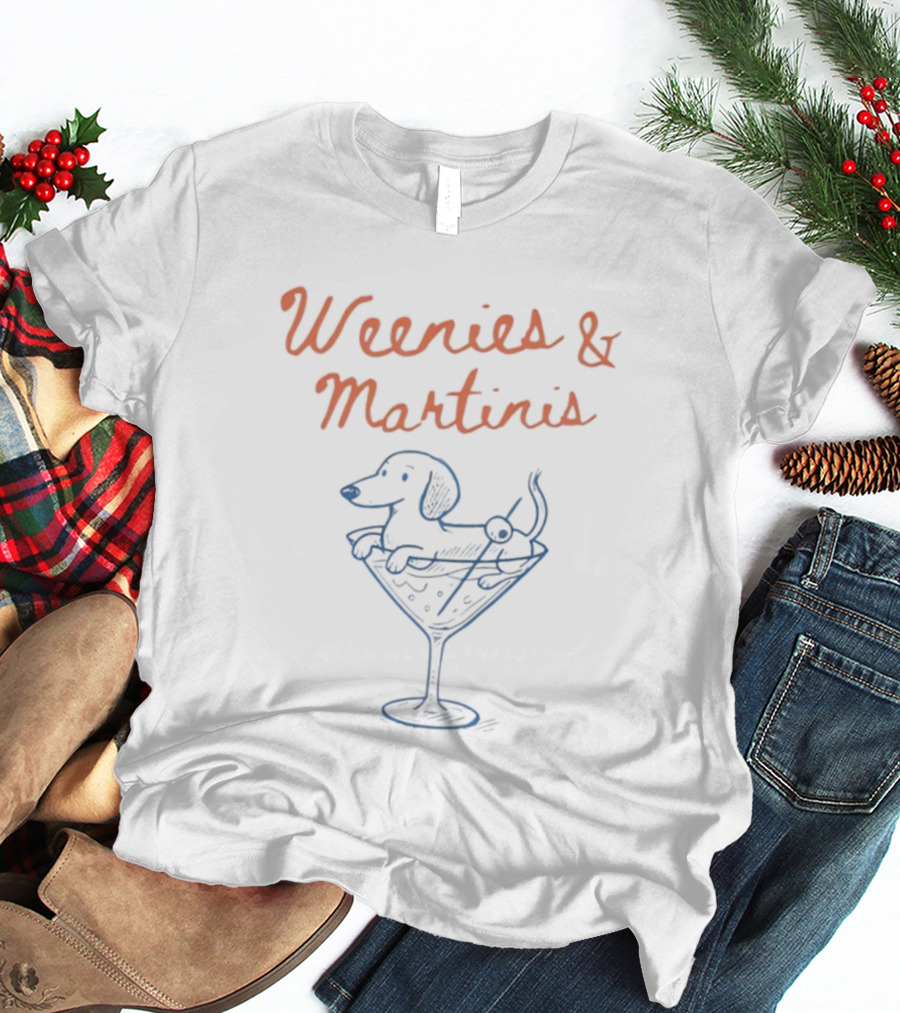 Weenies And Martinis Dachshund In Martini Glass With Olives T-Shirt