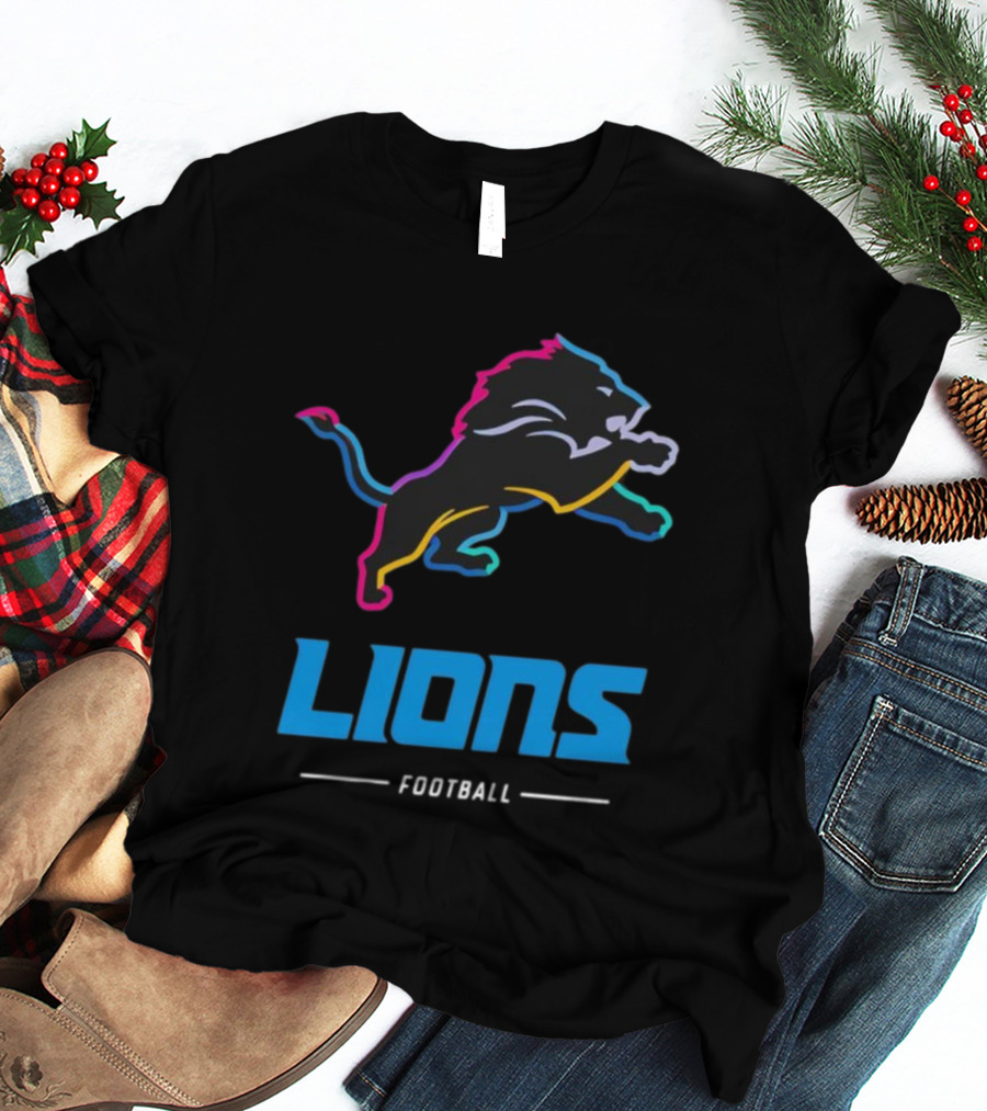 Lions Football Colorful Lion Graphic T-Shirt