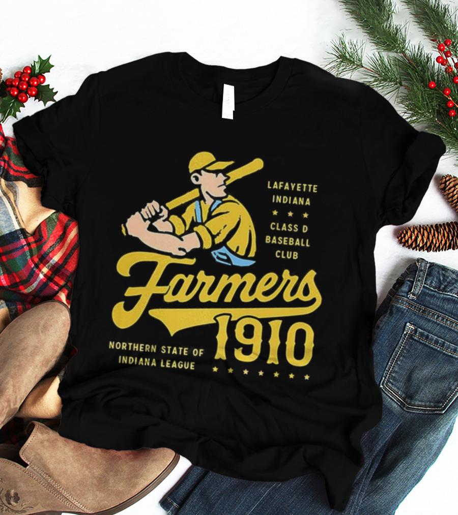 Farmers 1910 Lafayette Indiana Class D Baseball Club Northern State Of Indiana League Retro T-Shirt