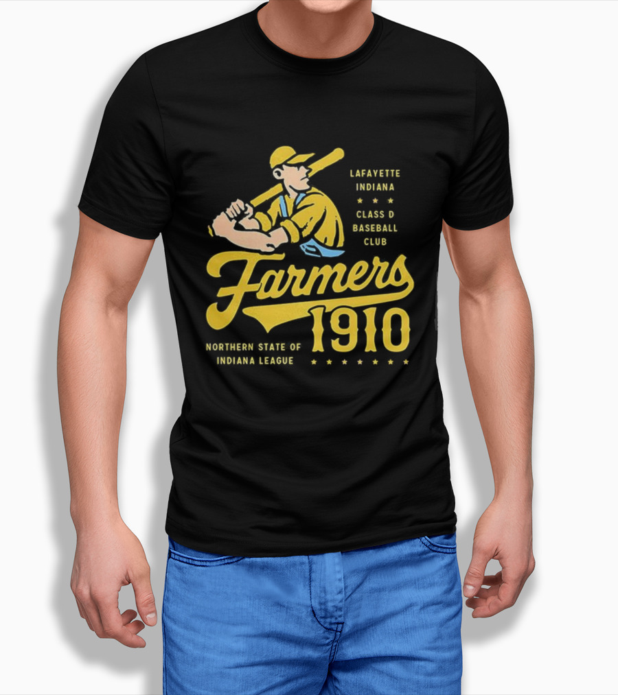 Farmers 1910 Lafayette Indiana Class D Baseball Club Northern State Of Indiana League Retro T-Shirt