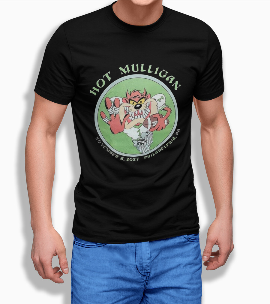 Hot Mulligan November 8 2025 Philadelphia PA Tasmanian Devil Football Player T-Shirt